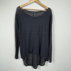 Guess Striped‎ Burnout High-Low Top Size M Y2K Oversized Goth Witchy Long Sleeve